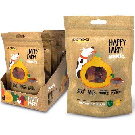 Happy Farm Snacks Anatra con Zucca 12 buste da 80 g cad.