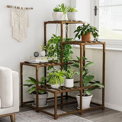 Support Plantes Intérieur et Extérieur, Étagère Plante d'Angle à 4 Niveaux, Porte Plante Intérieur en Bois, Support Plante pour Jardin, Balcon, Patio, Porte Plante Extérieur pour Salon (1/5)