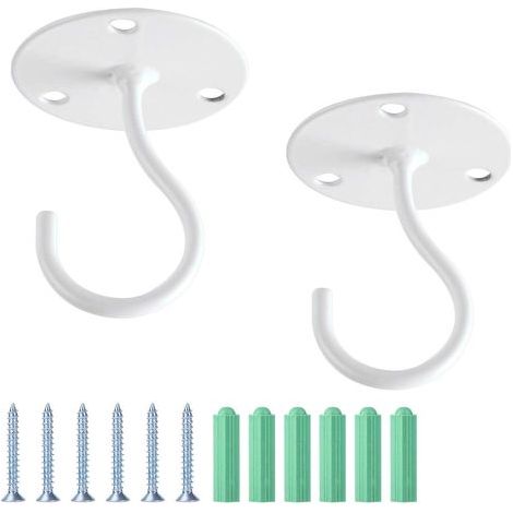 Crochet Plafond - Support Métallique pour Plantes Suspendues - Fixation Murale Extérieure Intérieure - Charge 22.5 kg - Lot de 2 (1/5)