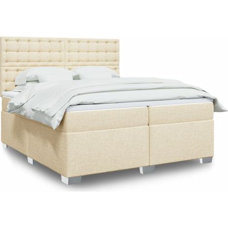 Cama box spring con colchón tela color crema 200x200 cm vidaXL (1/5)