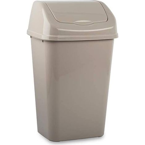 Cubo basura papelera basculante plastico 15 Litros Beige (1/4)