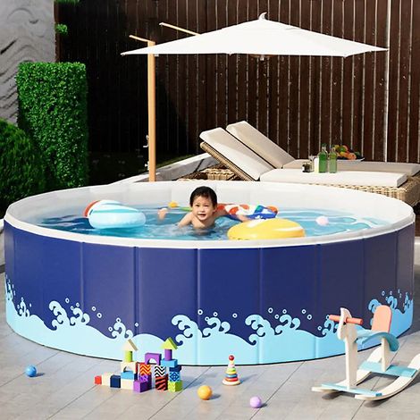 Piscine pliable de 180 cm, piscine de jardin pour enfants, piscine ronde en PVC, piscine familiale d&aposété,adaptée au jardin,bleu (1/5)