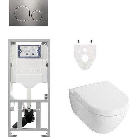 Toilet Pack Villeroy Boch Subway 2.0 DirectFlush - réservoir Geberit - fermeture douce - plaque de commande Sigma20 - inox