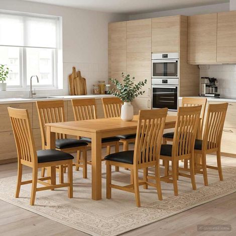 vidaXL Ensemble de salle à manger 9 pc Noir Bois de chêne massif (1/5)