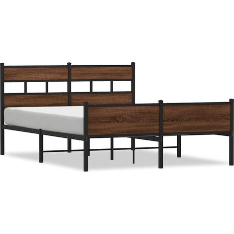 Lit double Lit adulte Cadre de lit sans matelas chêne marron 140x190 cm