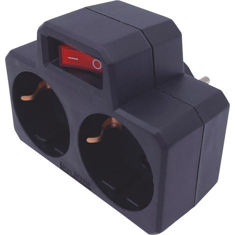 Doppelausgangsdieb (maximal 3680W) mit Schalter aus schwarzem Polypropylen