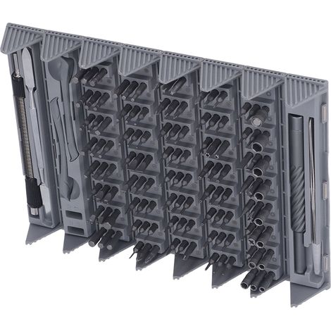 Kit de 128 embouts de tournevis multi-usages (croix, hexagonaux, pentalobes et triangulaires) pour la réparation automobile et domestique. (1/5)