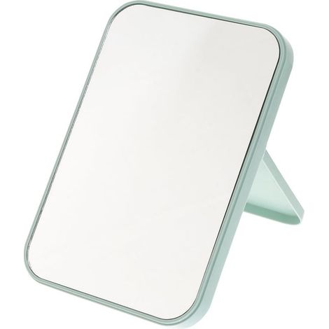 Miroir pliant rectangulaire vert pour maquillage, miroir cosmétique portable en ABS à clarté supérieure, design simple et chic pour maison et bureau (1/5)