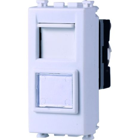 ETTROIT presa dati RJ45 CAT5E connettore rete colore bianco , compatibile Vimar Arke - VA2355B (1/2)