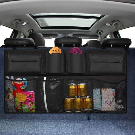 Organiseur De Coffre - Réseau De Rangement Pour Siège Arrière - 8 Poches En Maille - Sangles Ajustables - Compatible Tous Véhicules - 1 Pièce (1/5)