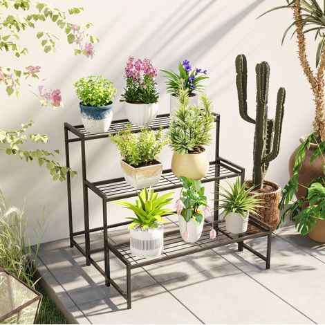 Soporte para plantas metálico negro 75 x 70 x 66 cm HAVRYA (1/5)
