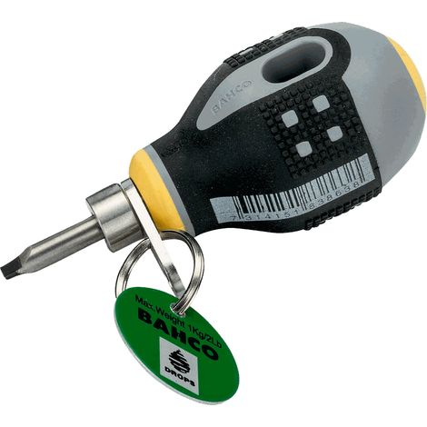 BAHCO - Tournevis court ERGO™ pour vis à fente avec mandrin de sécurité, 1mmx5,5mmx25mm (1/2)