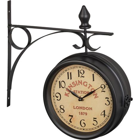 Orologio da parete rétro design vintage soggiorno ufficio 30 x 30 cm silenzioso in metallo nero 130013297