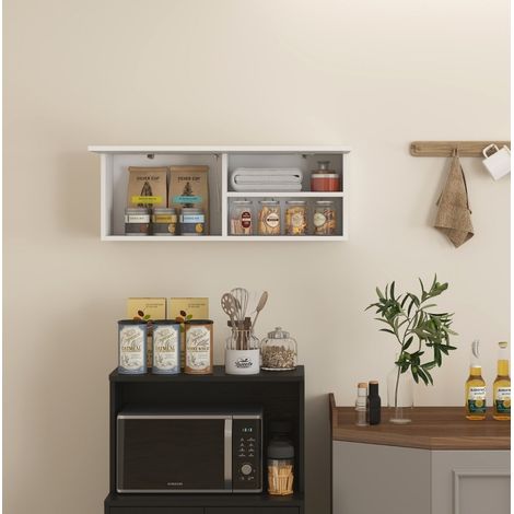 Armoire murale salle de bain 80x25x30 cm en bois blanc, gain de place – MEUBLIV (1/5)