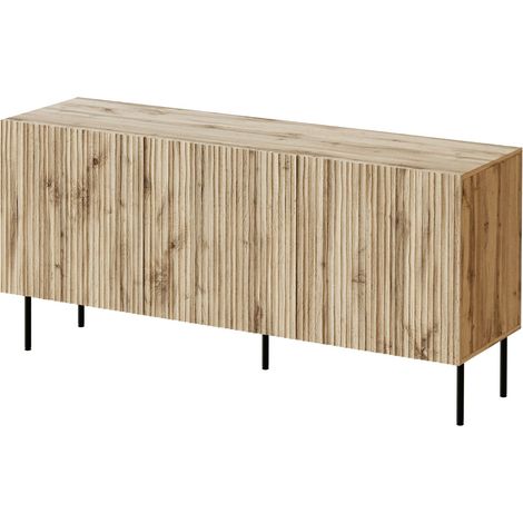 Aparador Lorelbo 100, Roble wotan + Negro, 75x152cm, Número de puertas: 343cm, MDF, Aglomerado laminado