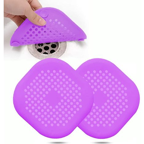Lot de 2 protections de bonde en silicone avec ventouse, protège-bonde d'évier, couvercles de bonde de douche avec attrape-cheveux, filtre de bonde pour salle de bain, baignoire, cuisine (1/5)