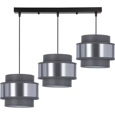 Suspension noire gris argent 3 abat-jour E27 40W Hare (1/2)