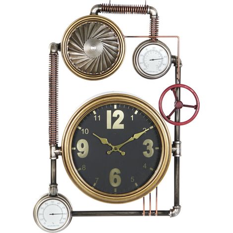 Reloj Pared Hierro Cristal 50,5X12X73 Dorado RE201231 (1/5)