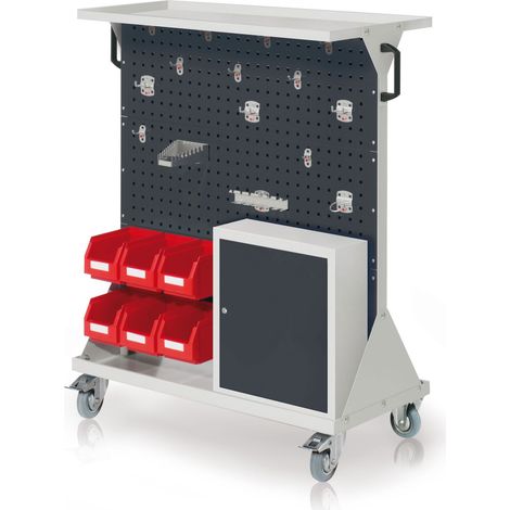 Kappes RasterMobil® mobiler Arbeitsplatzschrank Größe 3 1270x1000x500mm 29-teilig mit Auflageboden aus Stahlblech und Einhängeschrank anthrazitgrau
