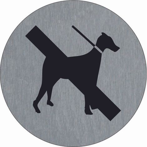 Plaque de porte Interdit aux chiens - Aluminium brosse Ø75mm - 4383187