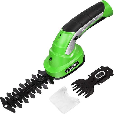 Tijeras de césped inalámbricas 2 en 1, cortasetos + podadora eléctrica con mango giratorio, bordes precisos. (1/5)