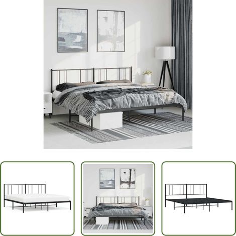 vidaXL Lit métallique - Cadre de lit métal sans matelas avec tête de lit noir 183x213cm (1/5)