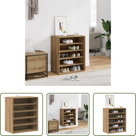 vidaXL Armoire bois - Armoire à chaussures chêne artisanal bois d'ingénierie (1/5)