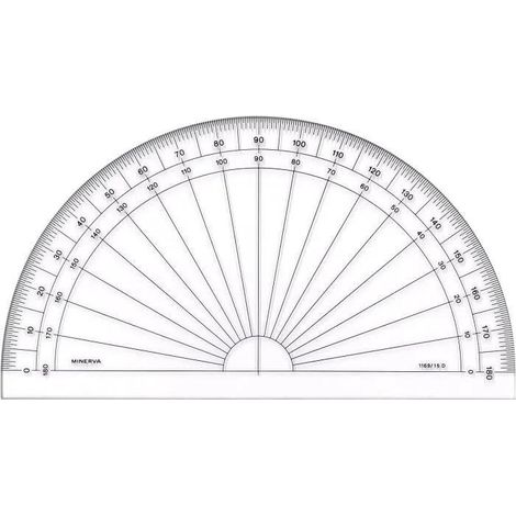 Transportador semicircular Minerva N° 1169 transparente 20 cm