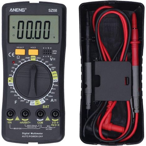 Multimètre numérique ultra-mince, sélection automatique/manuelle de la gamme, éclairage, signal sonore, alarme, support réglable, électrique (1/4)