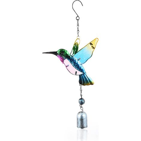 Metallene, bemalte Eisvogel-Windspiele, handbemalte Glas-Windspiele (1/3)