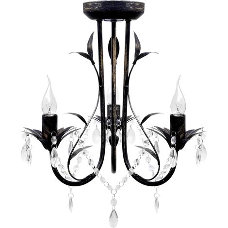 Lustre en métal noir style art nouveau salle à manger 30 x 35 cm en métal noir (1/4)