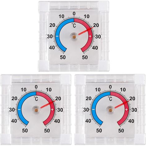 3-teiliges Set selbstklebender Thermometer für Türen und Fenster, digitales Außenthermometer, Temperaturbereich -50 °C bis 50 °C, transparente analoge Fensterthermometer für den Außenbereich (1/5)