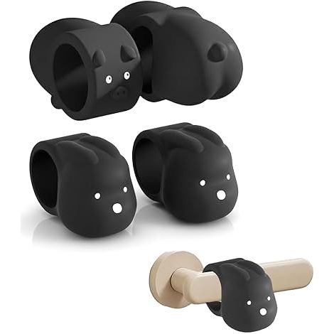 Protections pour Poignées de Porte, Anneau Silicone Élastique Paracolpi, Évite les Dommages aux Murs et Portes, Maison, École, Bureau, Noir (1/5)
