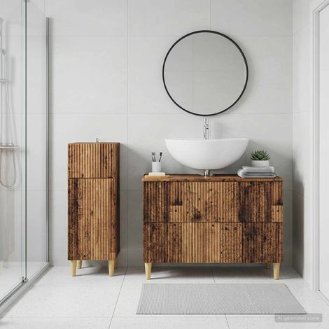 vidaXL 2 Piece Bathroom Cabinet Set ARNHEM Old Wood Engineered Wood (1/5)