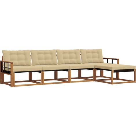 Outdoor Sofa Set with Cushion 5 pcs Natural and Beige vidaXL (1/5)