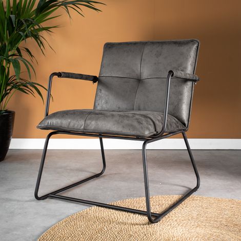 Fauteuil industriel en éco-cuir anthracite Hailey (1/5)