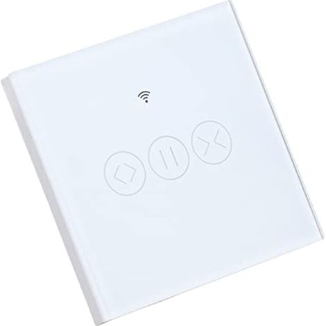 Smart Rideau Commutateur WiFi Sans Fil Tactile Interrupteur APP Télécommande Stores Volet Interrupteur pour Bureau à Domicile ABS Verre Trempé 8.6x8.6 cm (Blanc) (1/4)