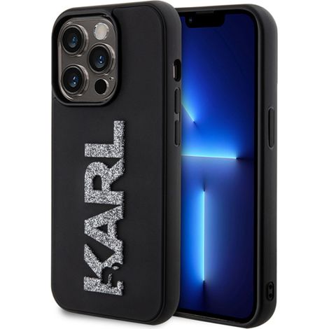 Karl Lagerfeld KLHCP15X3DMBKCK iPhone 15 Pro Max 6,7 Zoll schwarze/schwarze Hartschalen-Hülle mit 3D-Glitzer-Logo (1/5)