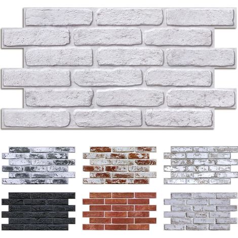 12 Pièces Panneaux muraux 3D Autocollants, 3 MM D'épaisseur, Aspect Brique Pierre, 58 x 30 cm, Revêtement Mural PVC pour Salon, Cuisine, Chambre à Coucher, Intérieur (1/5)