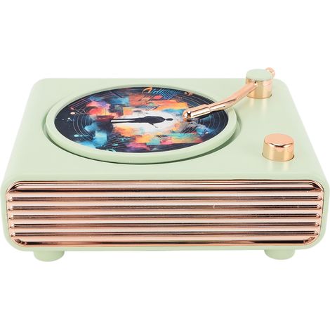 Platine vinyle Bluetooth, enceinte vintage Hi-Fi, son lumineux coloré, petite enceinte sans fil verte (1/5)