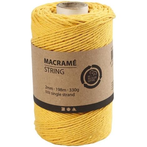 Corde - 2 mm - 198 m - Coton - Jaune