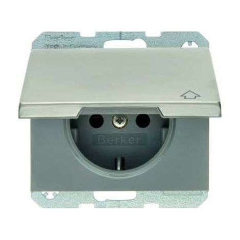 BERKER 47517204 STECKDOSE SCHUKO MIT KLAPPDECKEL BERKER K.5 EDELSTAHL ROSTFREI