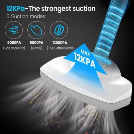 Aspirateur balai sans fil 12000Pa Autonomie 30 min Charge 4-5h Éclairage LED Filtre HEPA Pour sols durs et moquettes - 6000mAh (1/4)
