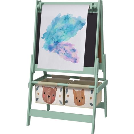 Caballete infantil 3 en 1 con pizarra, pizarra blanca y rollo de papel 54x46,5x93 cm (1/5)