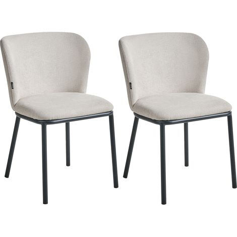 Conjunto de 2 sillas de comedor tapizado de tela respaldo redondo beige claro Artesia (1/5)