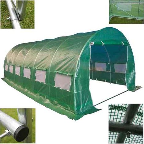 BIRCHTREE 6M (L) x 3M (W) x 2M (H) Polytunnel Greenhouse With Galvanised 25mm Frame 6 Section