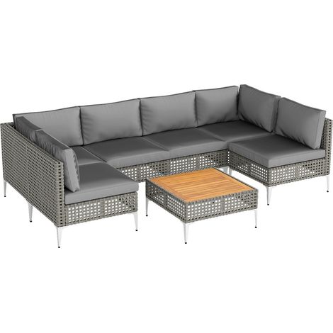 Set di 7 pezzi di arredamento da giardino divano componibile 67 x 61 x 67 cm comfort ottimale e fascino rustico in rattan sintetico grigio 200011911