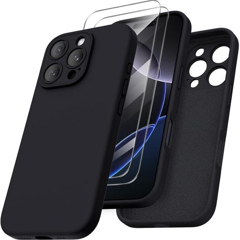 Coque en silicone liquide pour iPhone 16 Pro avec protection caméra et 2 films protecteurs (1/5)