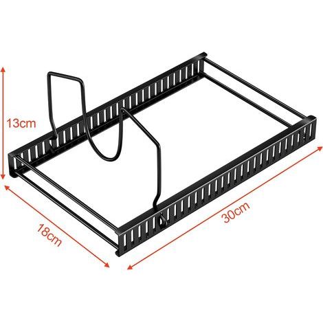 rangement couvercle casserole, Organiseur de Poêle avec 7 Compartiments Réglables, Porte-casseroles Support Ajustable, organisateur poele, range casserole de Cuisine pour Tiroir (Noir) (1/4)