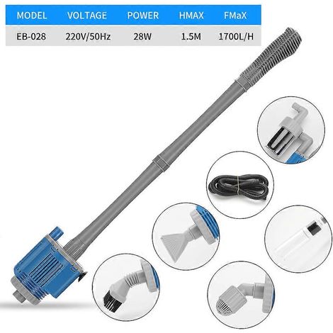 Nettoyeur d'aquarium électrique, avec changeur d'eau, brosse à sable, nettoyage des débris, filtre à eau, douche d'eau, jet d'eau, fonction multifonction 6 en 1 pour le nettoyage du gravier (1/5)